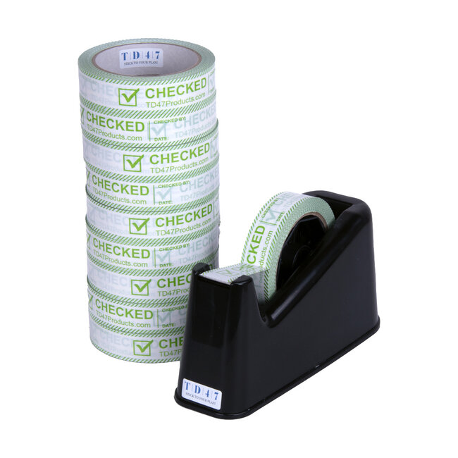 TD47 Control Tape 25mm x 66m Checked (10pcs) + Dispenser