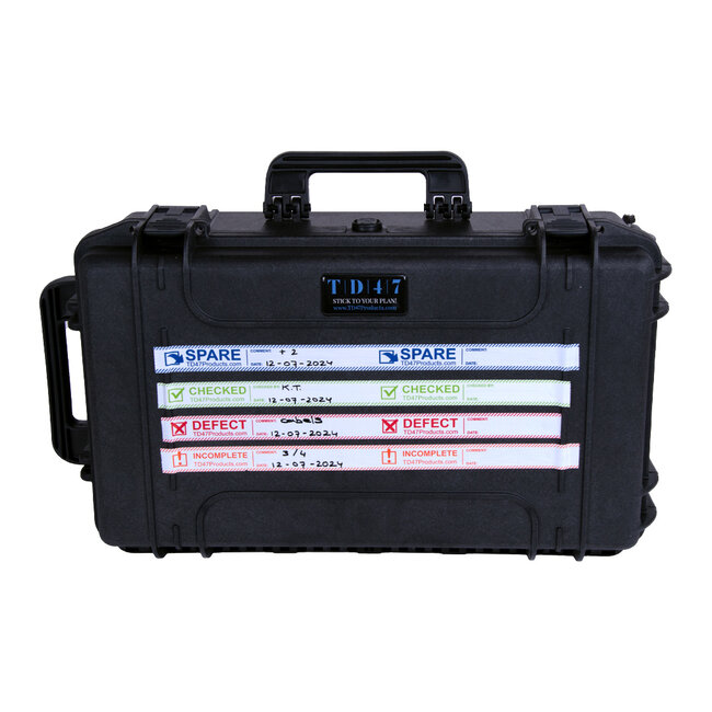 TD47 Ruban de contrôle 25mm x 66m Checked (10 pièces) + Distributeur