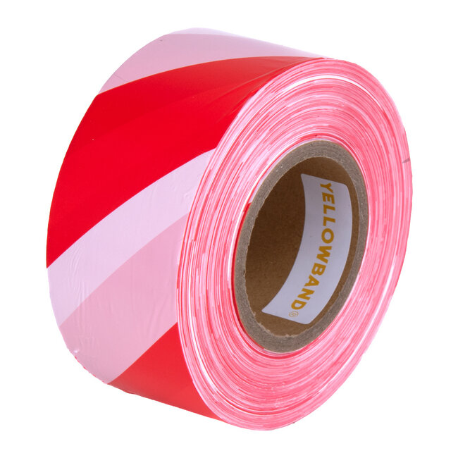 Yellowband Afzetlint Rood/Wit 70mm x 500m