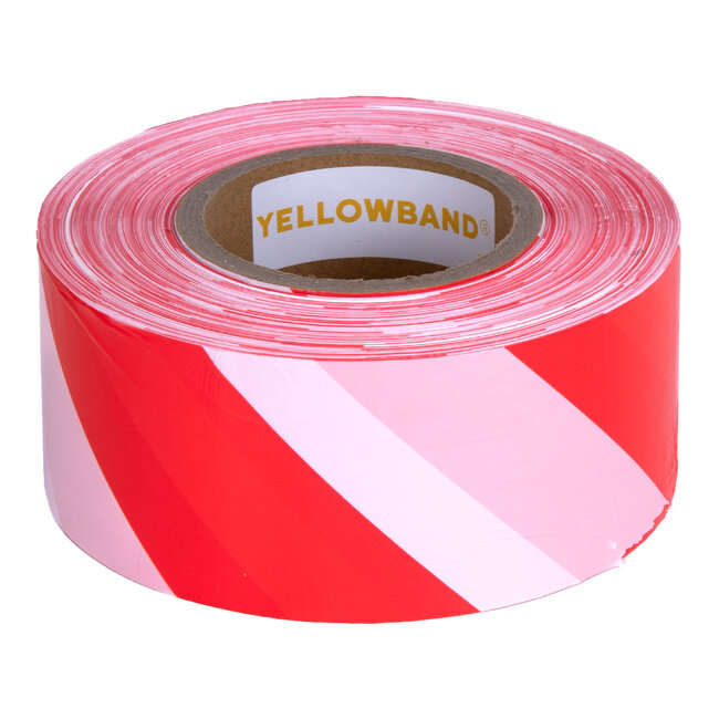 Yellowband barrier tape Red/White 70mm x 500m