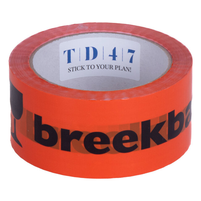 TD47 Verpakkingstape Breekbaar / Fragile 50mm x 66m Oranje