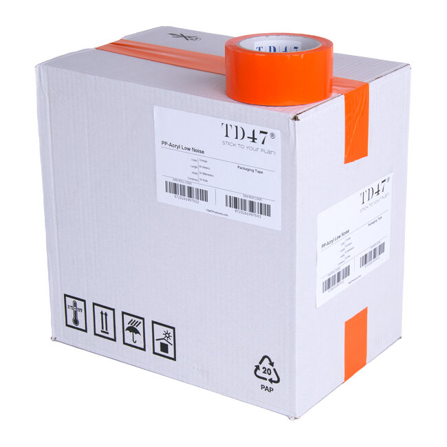 TD47 Packaging tape PP low noise 50mm x 66m Orange (36 Rolls)