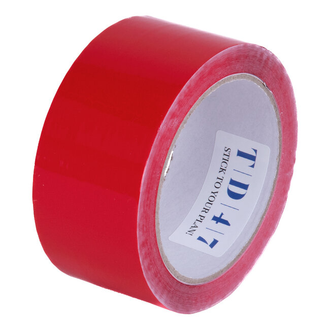 TD47 Ruban d'emballage PP Bason faible 50mm x 66m rouge (Boîte 36 Rouleaux)