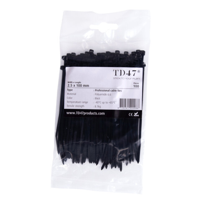 TD47 Cable ties 2.5 x 100mm Black