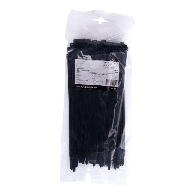 TD47 Cable ties 4.8 x 200 mm Black