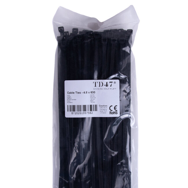 TD47 Cable ties 4.8 x 630mm Black