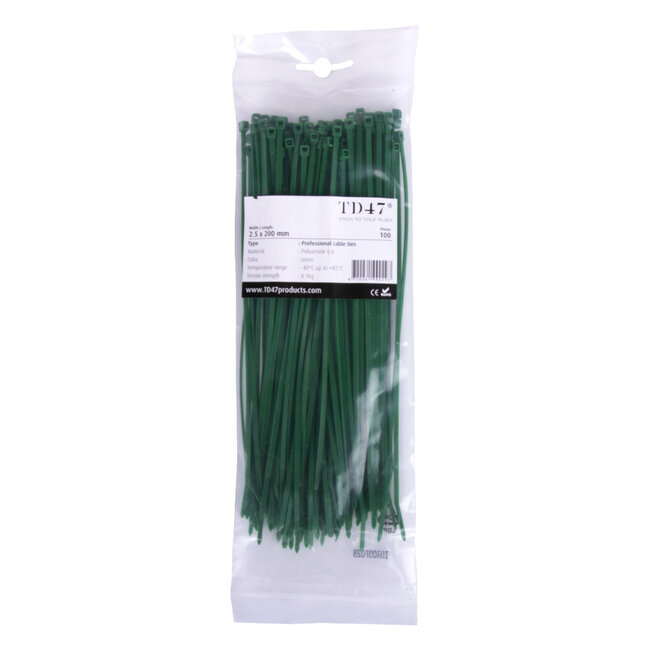 TD47 Cable ties 2.5 x 200 mm Green