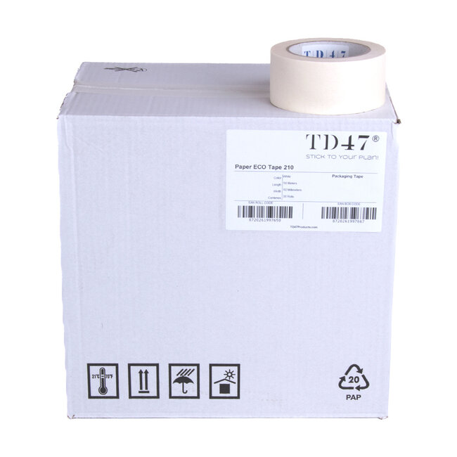 TD47 Verpakkingstape Papier 50mm x 50m Wit (Doos 36 rollen)