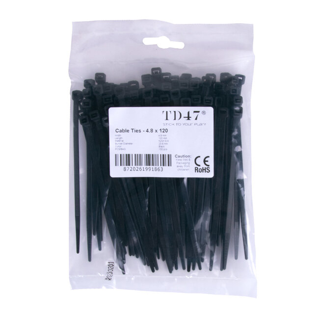 TD47 Kabelbinder 4.8 x 120 mm Schwarz