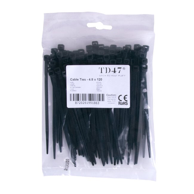 TD47 Kabelbinders 4.8 x 120 mm Zwart