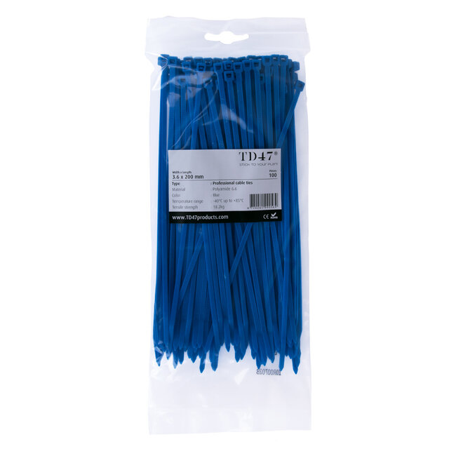 TD47 Cable ties 3.6 x 200mm Blue