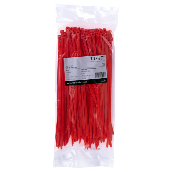 TD47 attaches de câbles 3.6 x 200mm Orange