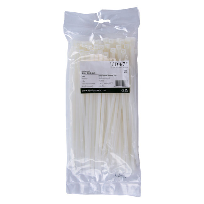 TD47 Cable ties 4.8 x 200 mm White