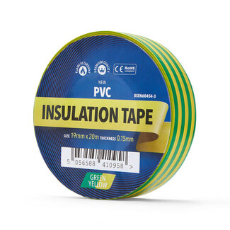 YellowBand® YellowBand Premium PVC Insulating Tape 19mm x 33m Green/Yellow