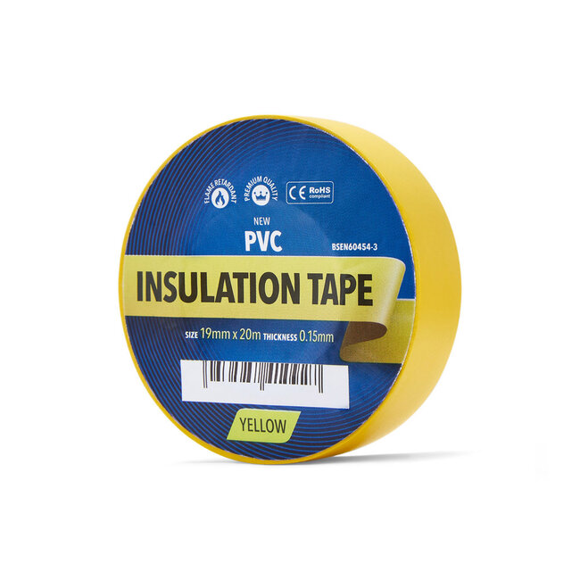 YellowBand Hochwertiges PVC-Isolierband 19mm x 33m Gelb