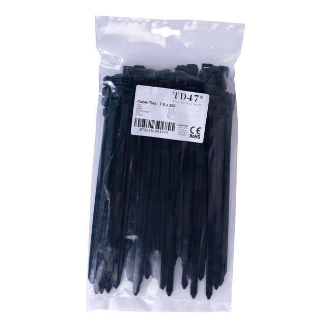 TD47 Cable ties 7.6 x 200 mm Black