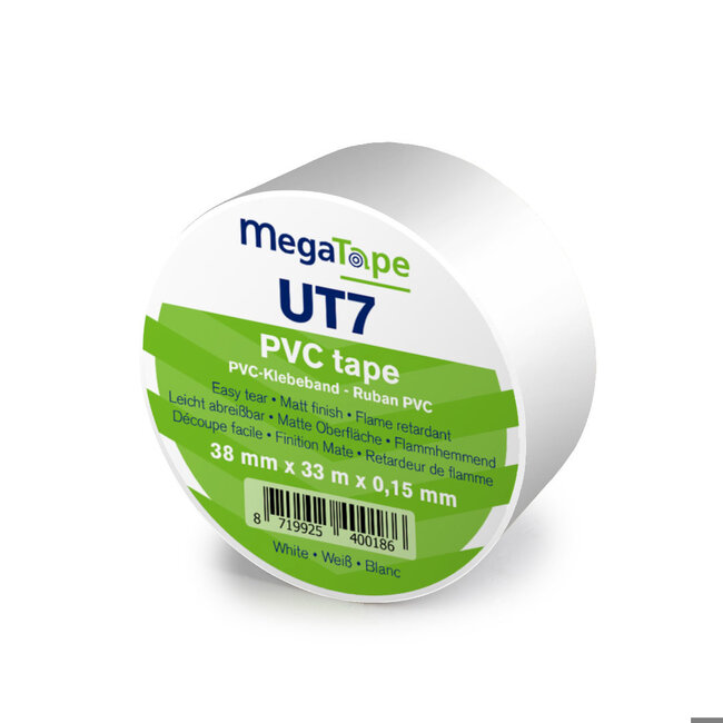 MegaTape UT7 PVC Ruban 38mm x 33m Blanc