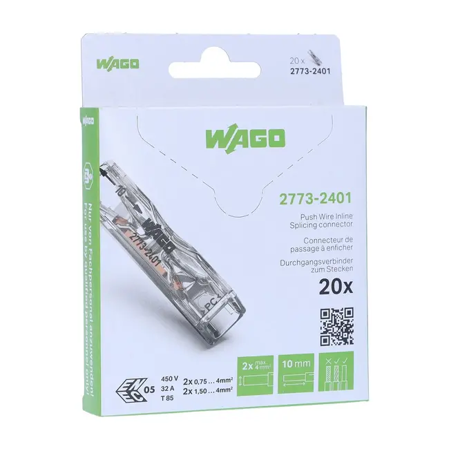 WAGO 2773 - 2V-Pass-Through-Anschlus bis 4mm² (20 Stück im Blister)