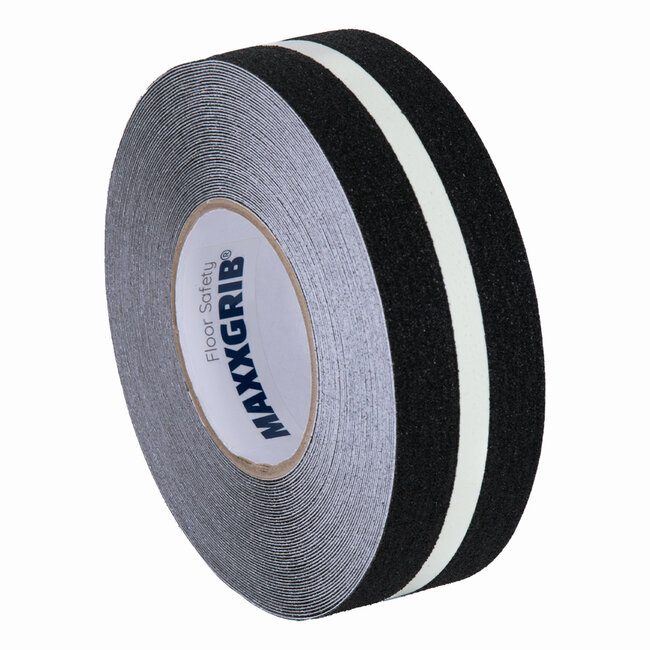 Maxxgrib Antislip tape 50mm x 18,3m Zwart met Glow Line