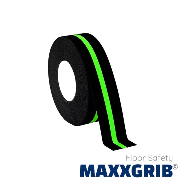 Maxxgrib Anti-slip tape 50mm x 18,3m Zwart met Glow Line