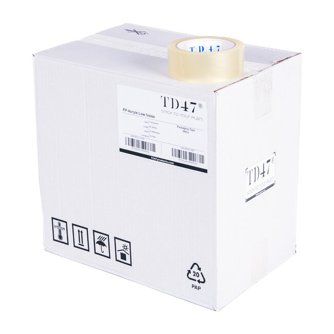 TD47 Packaging tape PP low noise 38mm x 66m Transparent (48 rolls)