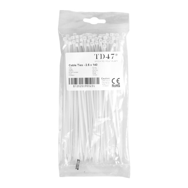 TD47 Cable ties 2.5 x 160 mm White