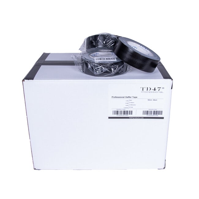 TD47 Professional Gaffa Tape 38mm x 25m Noir (Boîte de 36 rouleaux)