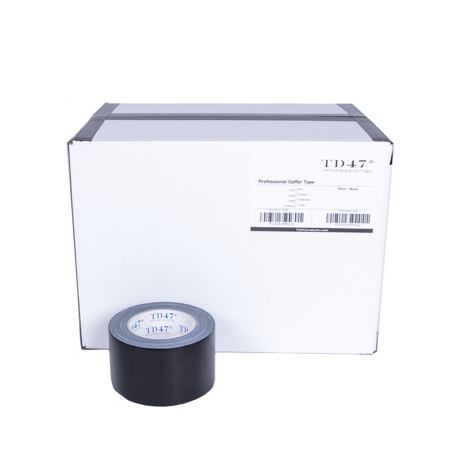 TD47 Professional Gaffa Tape 75mm x 25m Black (Box 18 Roll)