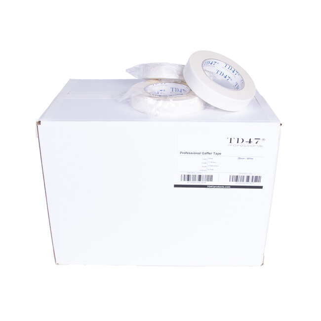 TD47 Professional Gaffa Tape 25mm x 25m Blanc (Boîte de 60 rouleaux)