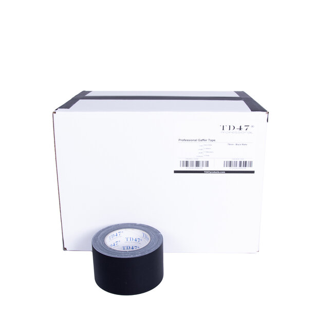 TD47 Professional Gaffa Tape 75mm x 25m Mattschwarz (Karton mit 18 Rollen)