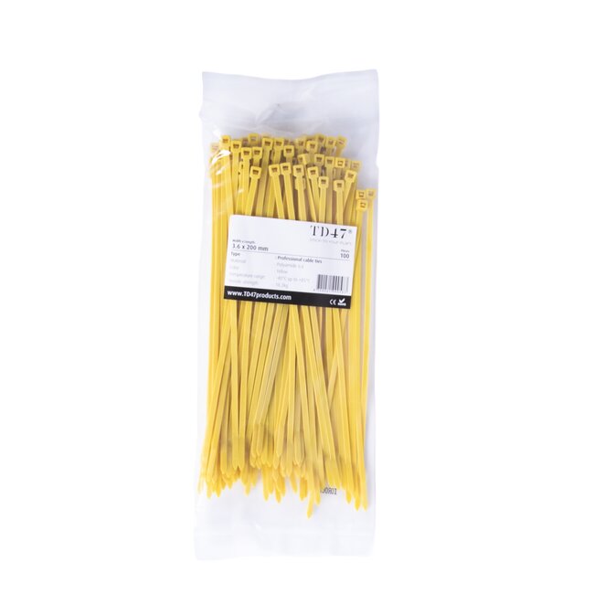 TD47 Kabelbinder 3,6 x 200 mm Yellow