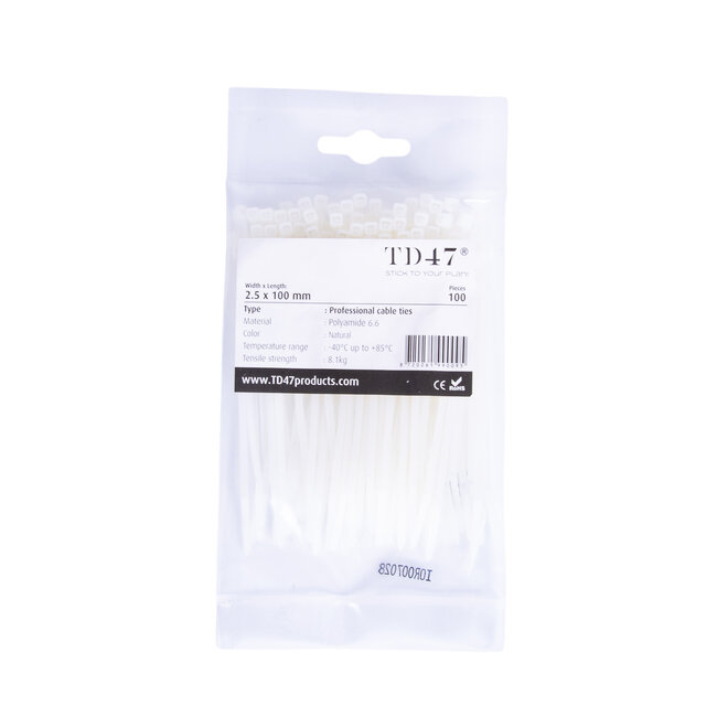TD47 Cable ties 2.5 x 100 mm White