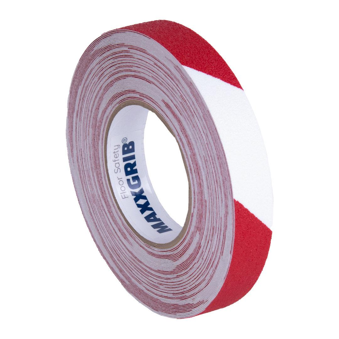 Maxxgrib Bande antidérapante 25mm x 18,3m Rouge/blanc - Tape-Deal.com