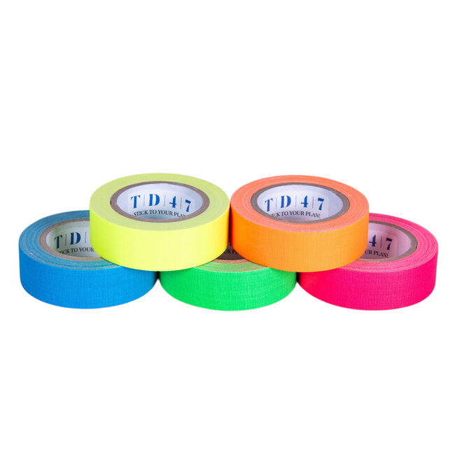 TD47 Fluorescent Gaffa Tape Mini Rolls (5 rolls / 19mm x 5m)