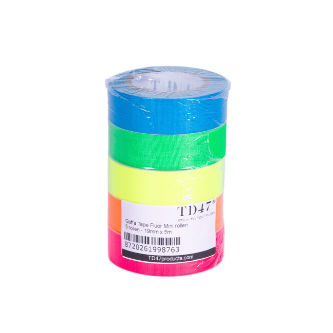 TD47 Fluorescent Gaffa Tape Mini Rolls (5 rolls / 19mm x 5m)