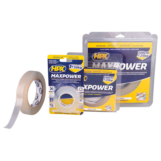 HPX Max Power Ruban adhésif transparent 19 mm x 16,5 m