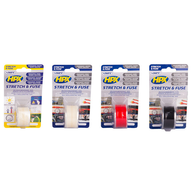 HPX Ruban auto-vulcanisant Stretch & Fuse 25 mm x 1,8 m Transparent