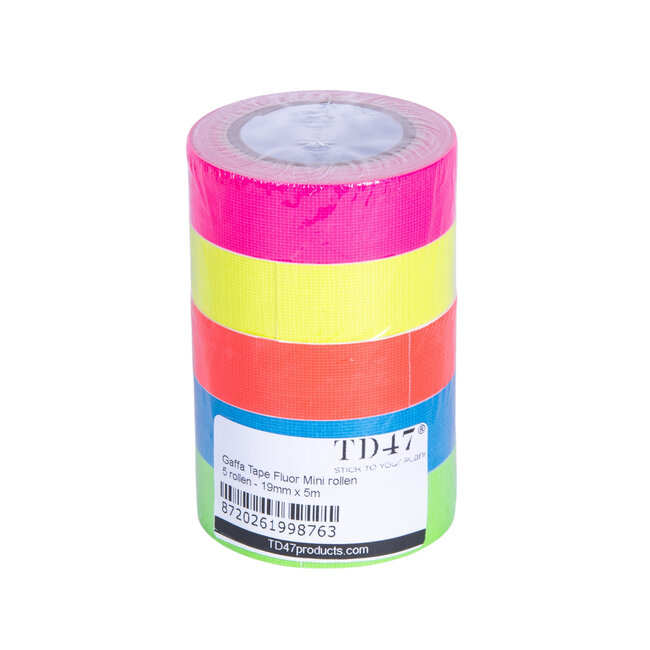 TD47 Gaffa Tape Fluor Minirollen (5 rollen / 19mm x 5m)