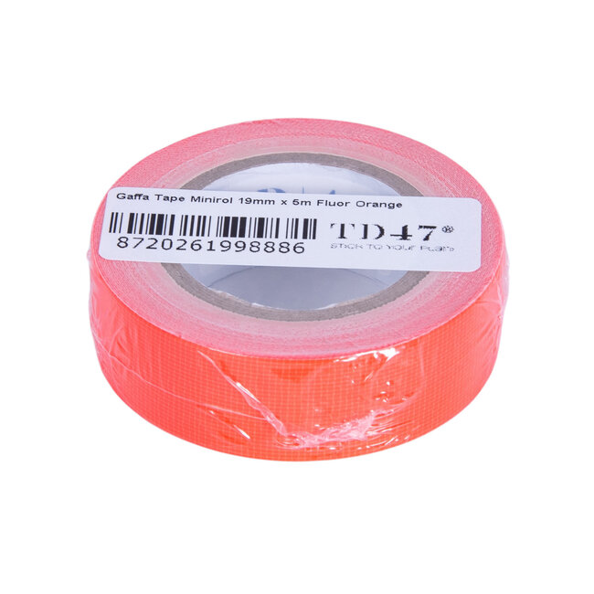 TD47 Gaffa Tape Fluorescent Mini Roll 19mm x 5m Orange