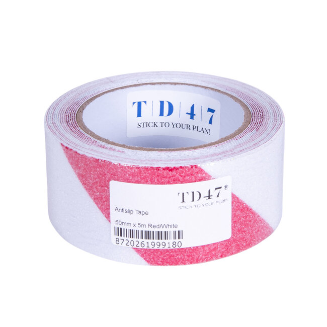 TD47 Ruban Antidérapant 50 mm x 5 m Rouge/Blanc