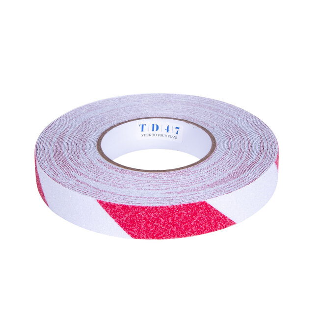 TD47 Ruban Antidérapant 25mm x 18,3m Rouge/Blanc