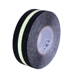 TD47 Products® TD47 Anti-Rutsch-Klebeband 50 mm x 18,3 m Schwarz mit Glow in the Dark Streifen