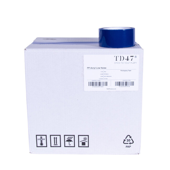 TD47 Packaging tape PP low noise 50mm x 66m Blue (36 Rolls)