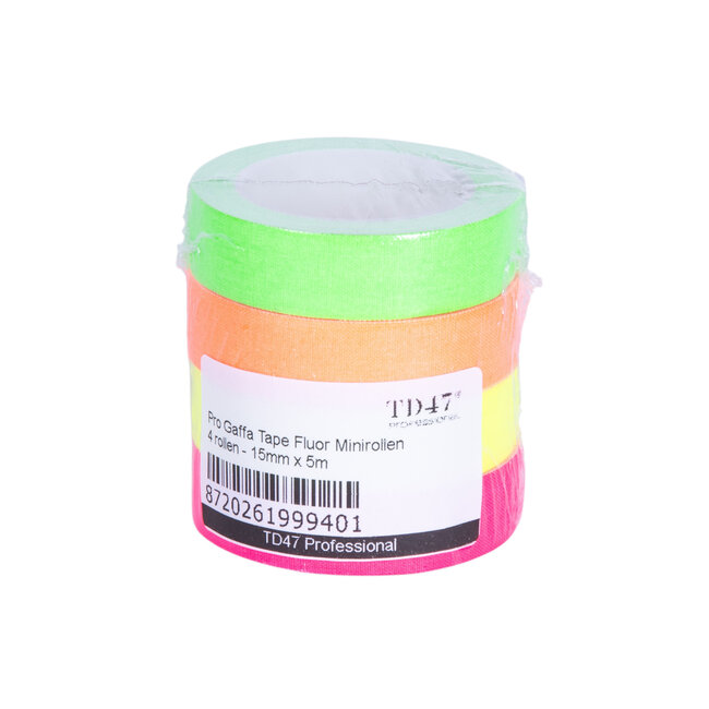 TD47 Pro Gaffa Tape Fluor Minirollen (4 rollen / 15mm x 5m)