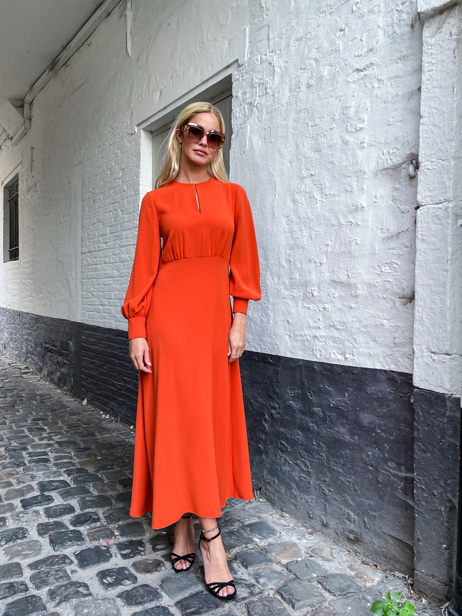 Gezag Gastvrijheid Indringing Lang kleed Natan Somox oranje - Bellini Woman Leuven