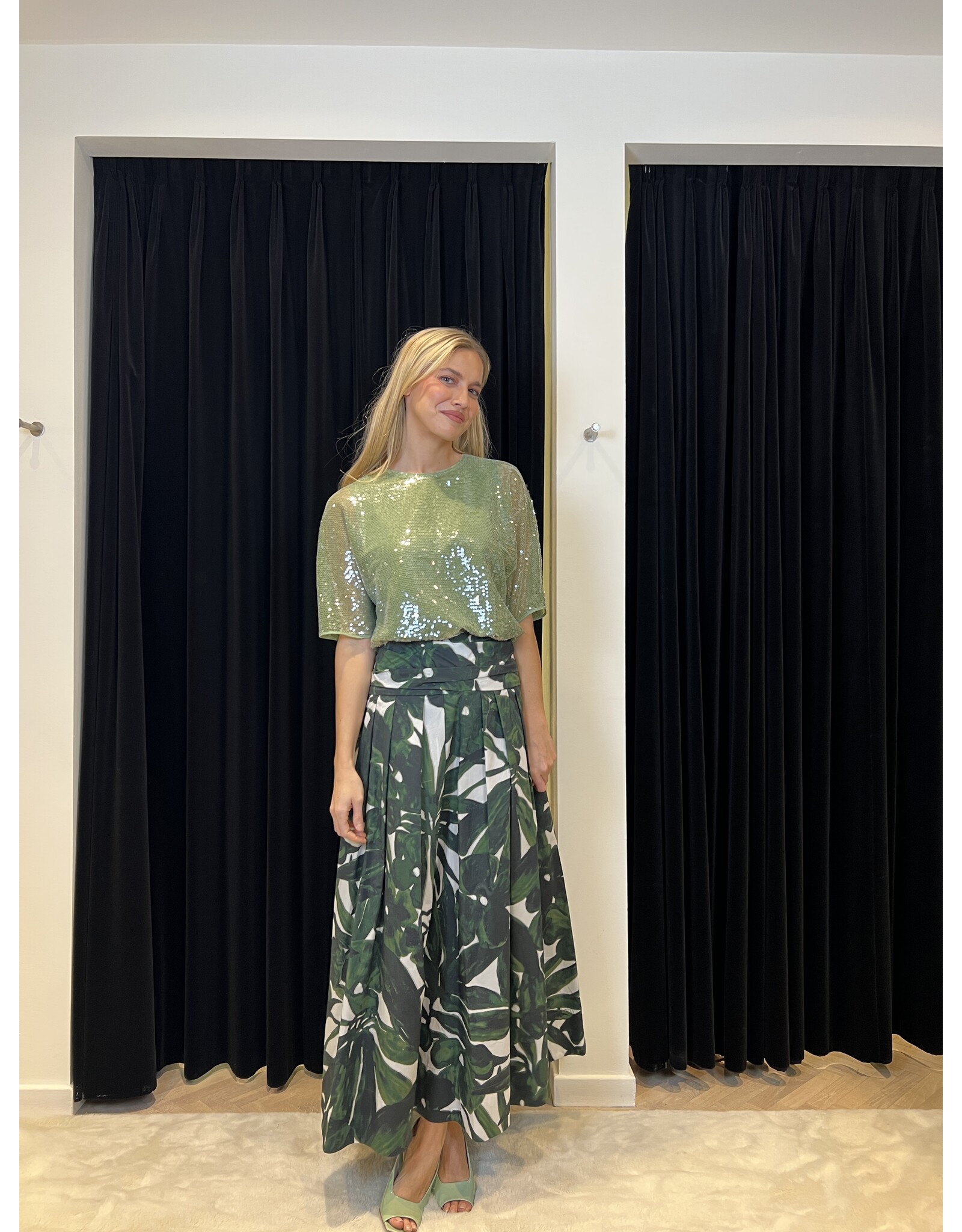 Natan Lange rok Natan Carrie print groen