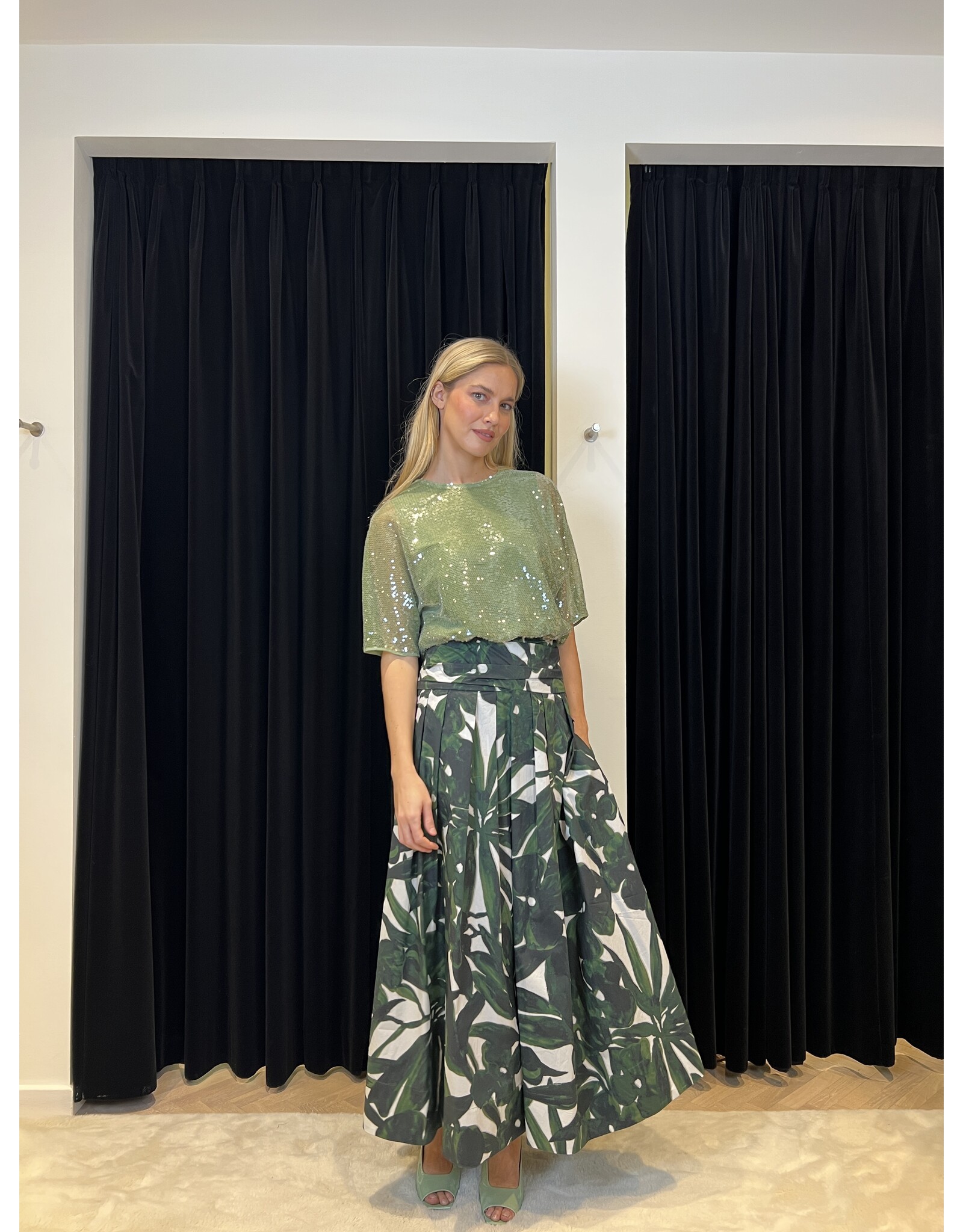 Natan Lange rok Natan Carrie print groen