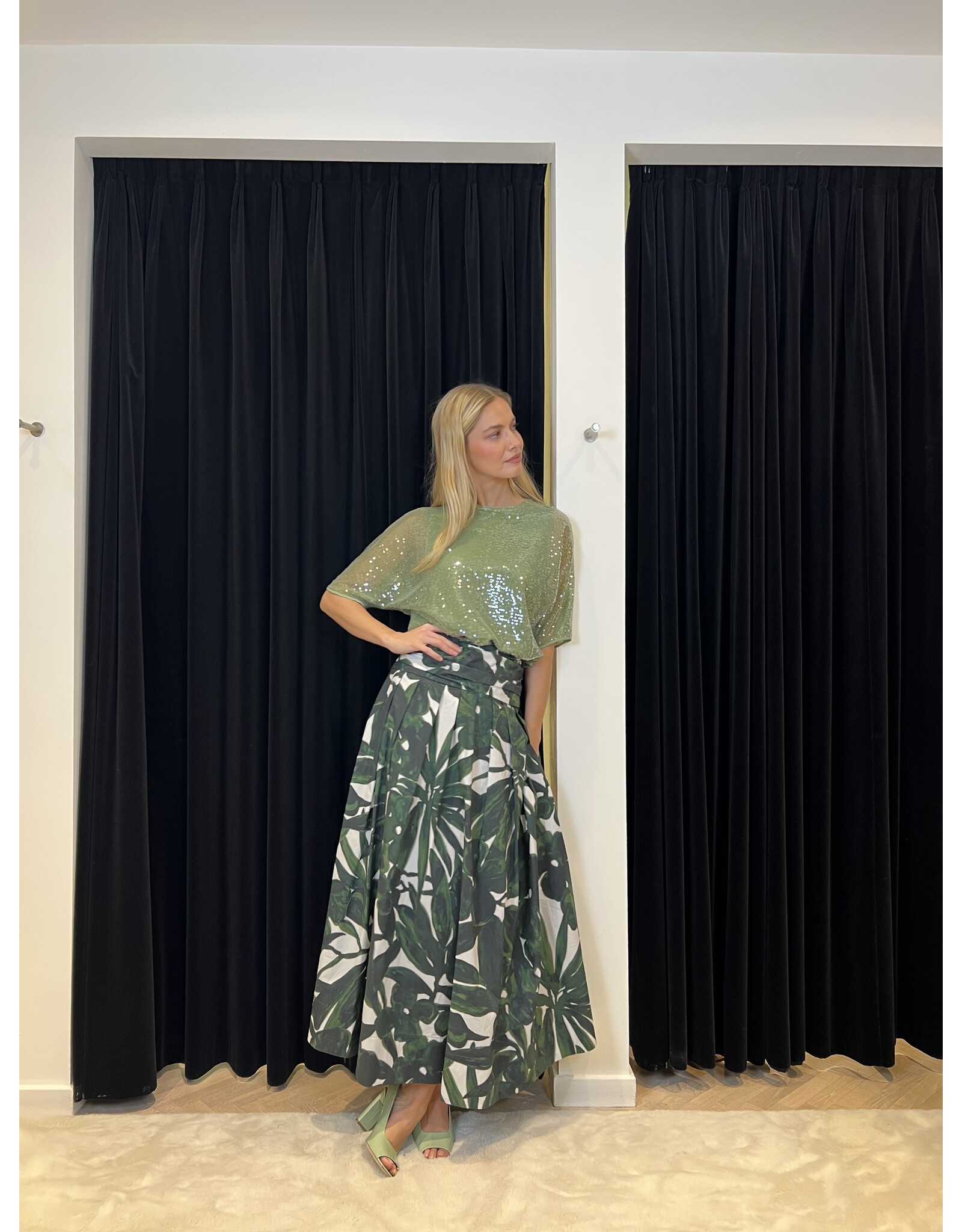 Natan Lange rok Natan Carrie print groen
