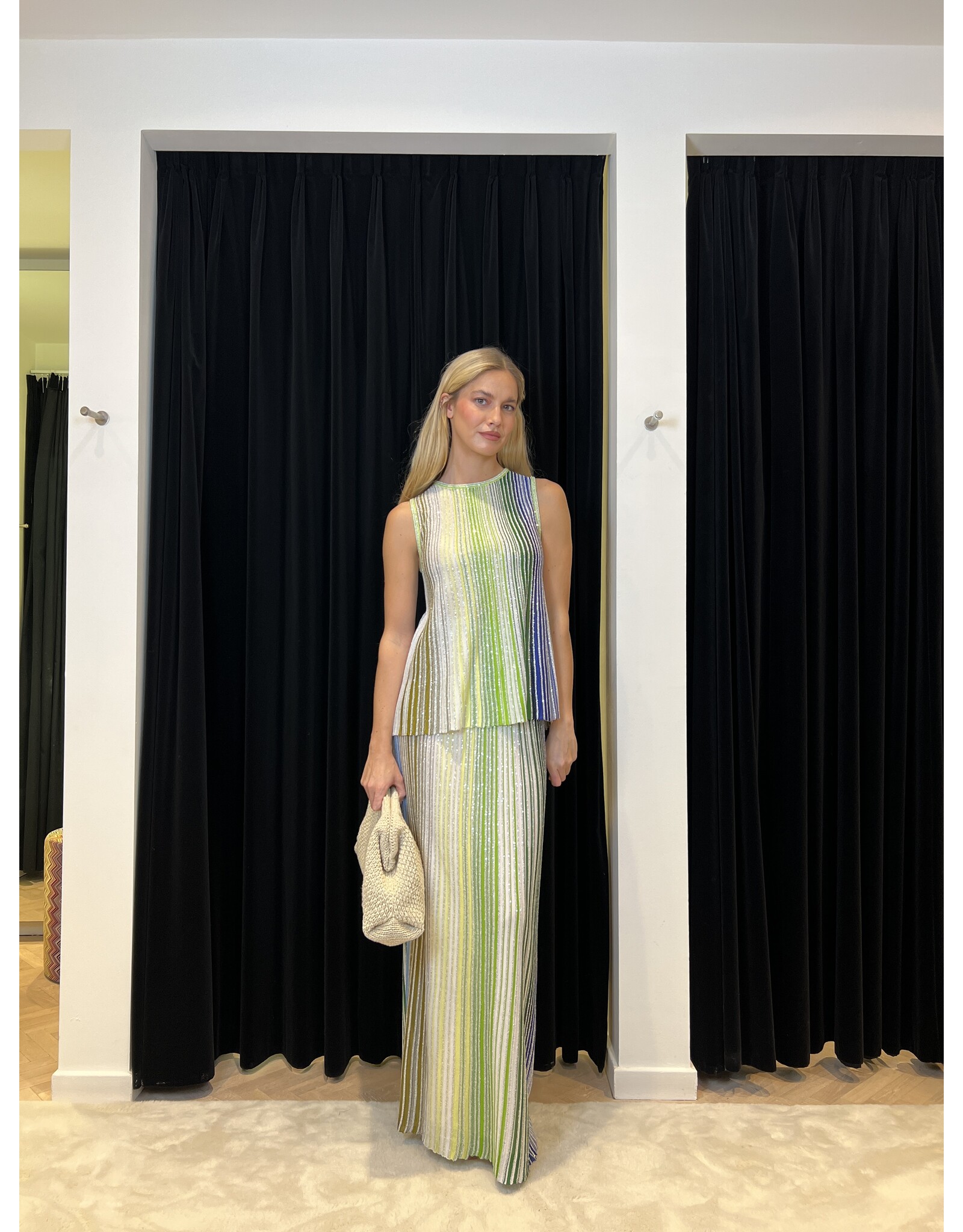 Missoni Lange rok Missoni lurex groen/blauw
