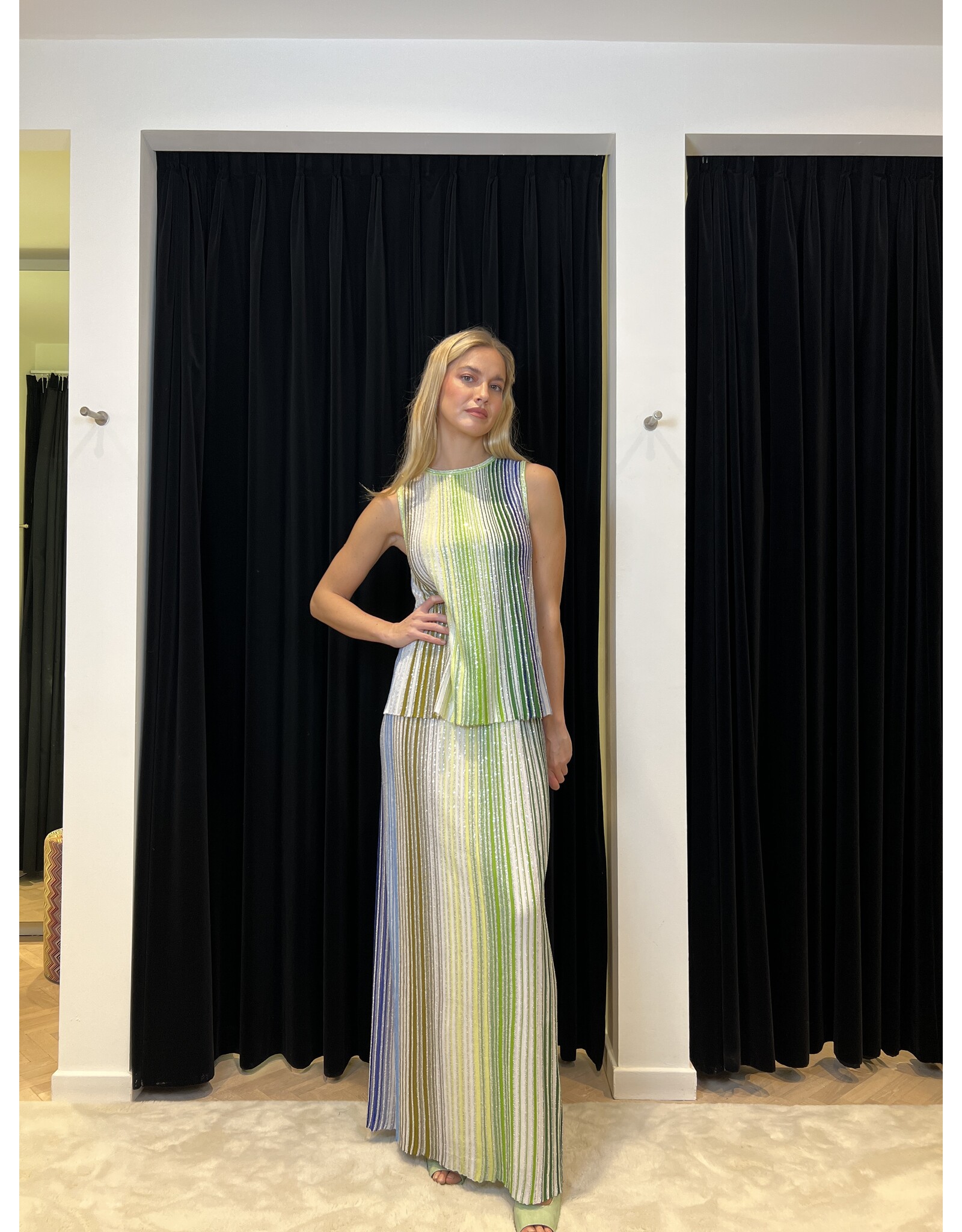 Missoni Lange rok Missoni lurex groen/blauw